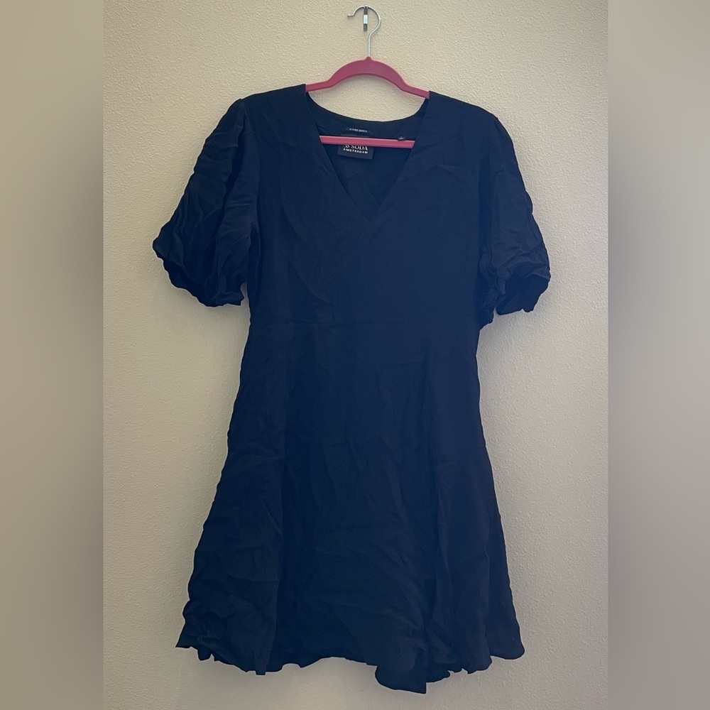 Scotch and Soda Puff-Sleeve Black Dress